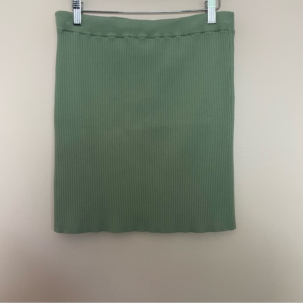 Aritzia Wilfred Light Sage Green Reso Ribbed Knit Mini Skirt Size Large - Picture 3 of 5
